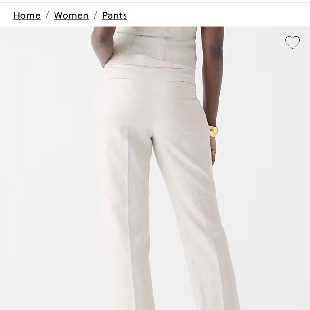 NEW WITH TAGS J. Crew White Kate Straight Leg Stretch Linen Blend Pants Petite 0 - Picture 3 of 8
